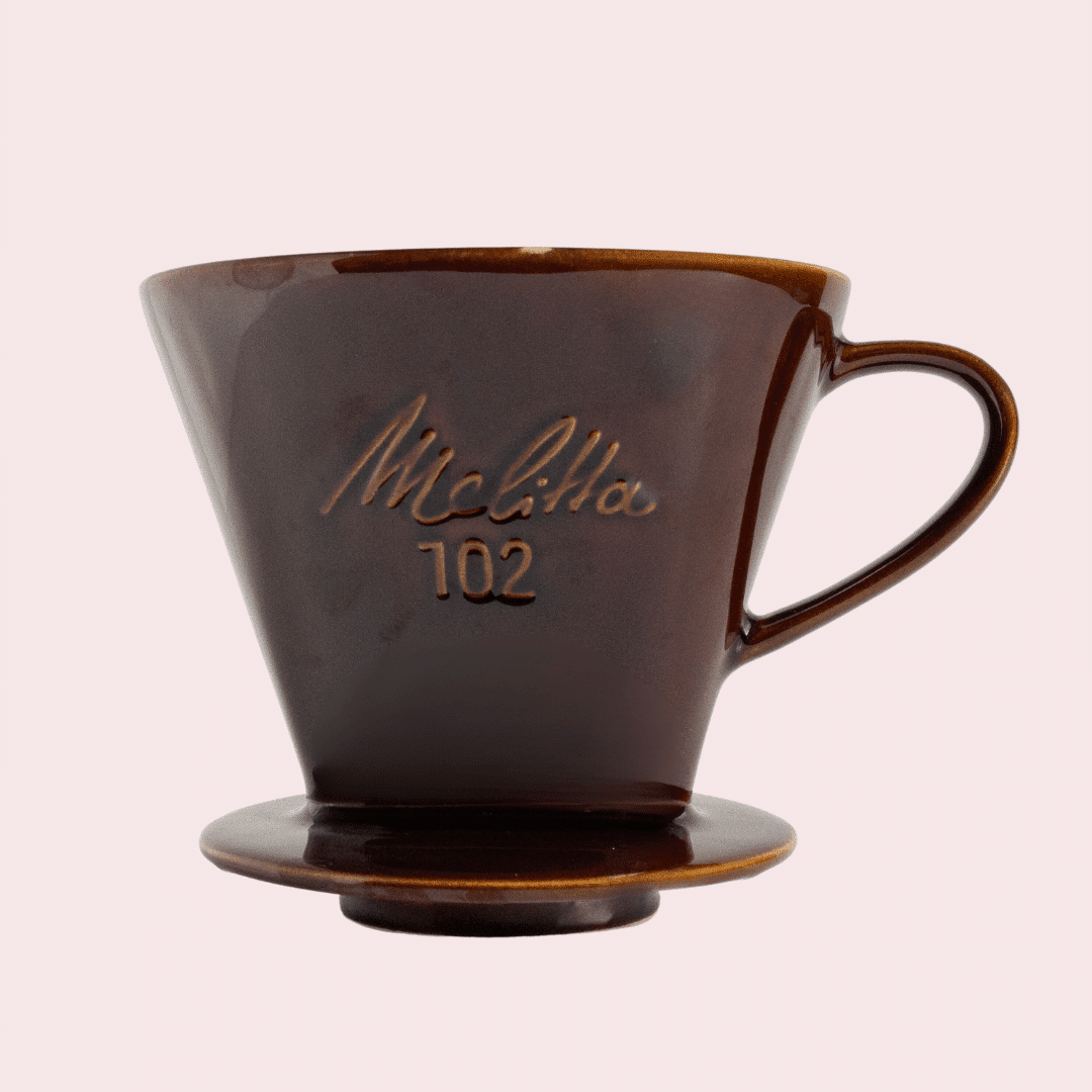 Retro donkerbruin koffiefilter, porselein van Melitta